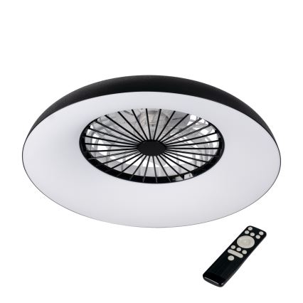 LED RGBW reguliuojamas lubinis šviestuvas su ventiliatoriumi PLAVE PAN LED/48W/230V 3000–6500K Ø 60 cm juodas + nuotolinis pultelis
