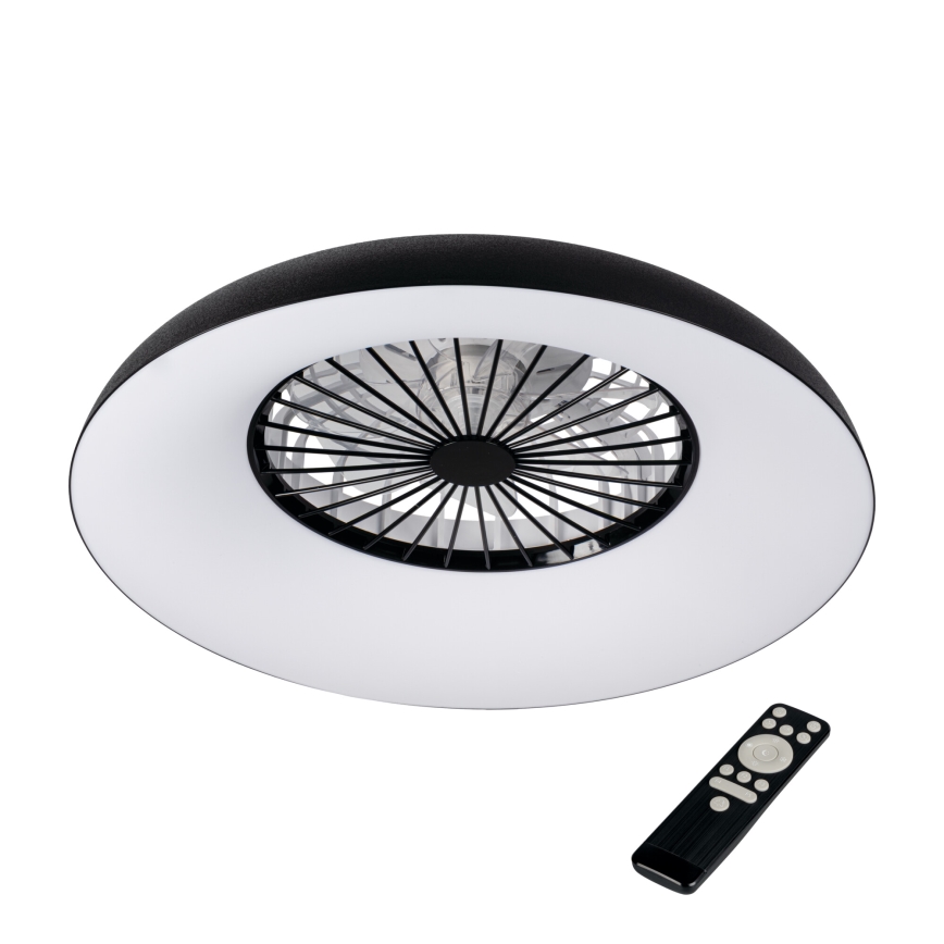LED RGBW reguliuojamas lubinis šviestuvas su ventiliatoriumi PLAVE PAN LED/48W/230V 3000–6500K Ø 60 cm juodas + nuotolinis pultelis