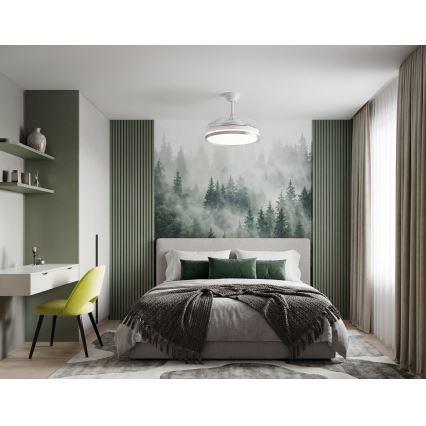 Reguliuojamas LED lubinis šviestuvas su ventiliatoriumi PLAVE LED/36W/230V 3000-6500K sidabrinis/baltas + su nuotoliniu valdymu