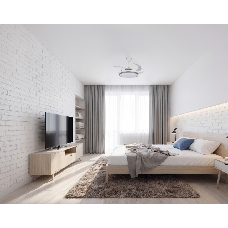Reguliuojamas LED lubinis šviestuvas su ventiliatoriumi PLAVE LED/36W/230V 3000-6500K sidabrinis/baltas + su nuotoliniu valdymu