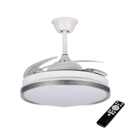 Reguliuojamas LED lubinis šviestuvas su ventiliatoriumi PLAVE LED/36W/230V 3000-6500K sidabrinis/baltas + su nuotoliniu valdymu