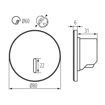 LED laiptų šviestuvas MAGNIK LED/1,7W/230V 2700/3300/3900/4600/5700K baltas apvalus
