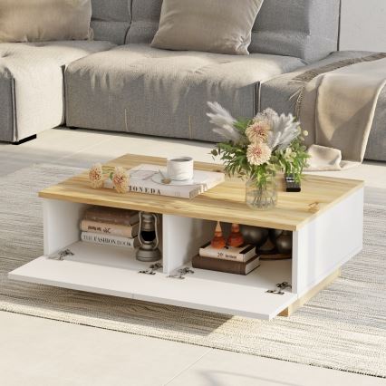 Kavos stalelis 31,6x90 cm ąžuolas/balta