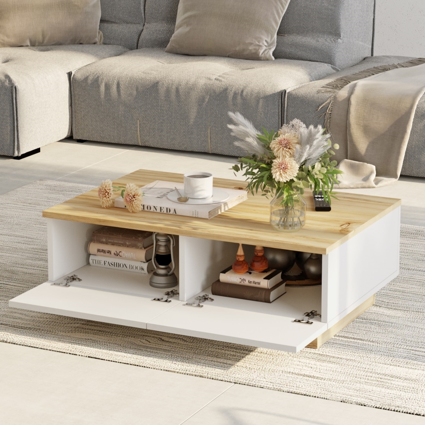 Kavos stalelis 31,6x90 cm ąžuolas/balta