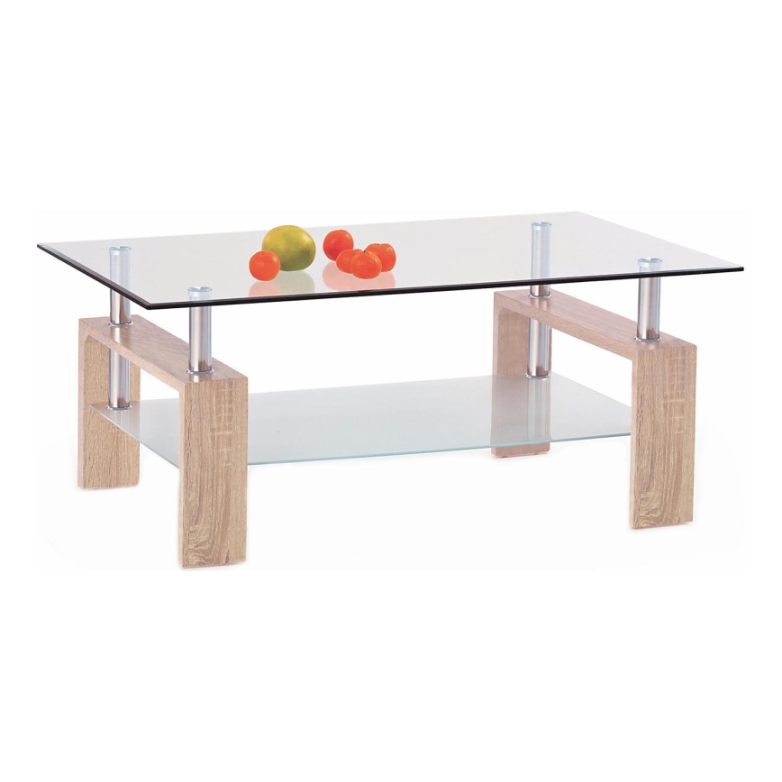 Kavos stalelis 55x110 cm permatoma/ąžuolas sonoma