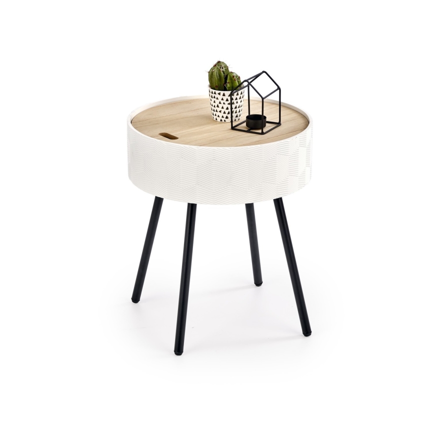 Kavos stalelis AURA 45x38 cm balta/juoda/smėlio spalva