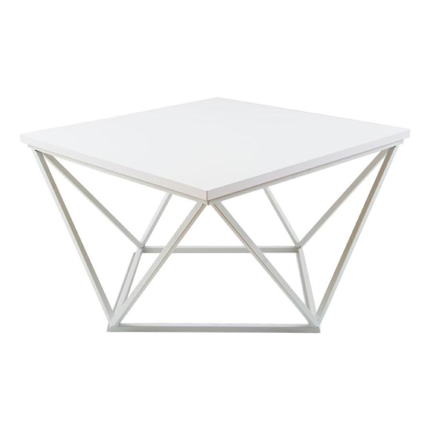Kavos stalelis CURVED 60x60 cm balta