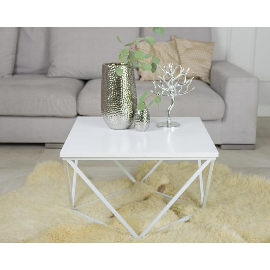 Kavos stalelis CURVED 60x60 cm balta