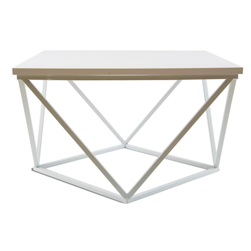 Kavos stalelis CURVED 60x60 cm balta