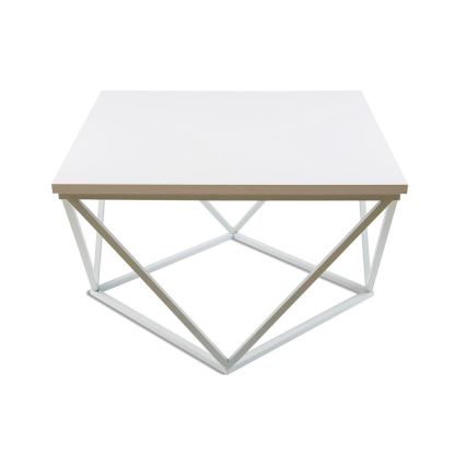 Kavos stalelis CURVED 60x60 cm balta
