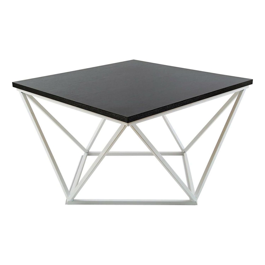 Kavos stalelis CURVED 60x60 cm balta/juoda
