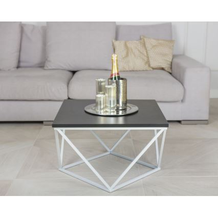 Kavos stalelis CURVED 60x60 cm balta/juoda