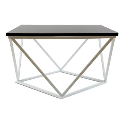 Kavos stalelis CURVED 60x60 cm balta/juoda