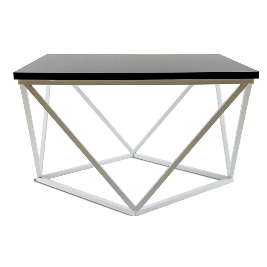 Kavos stalelis CURVED 60x60 cm balta/juoda