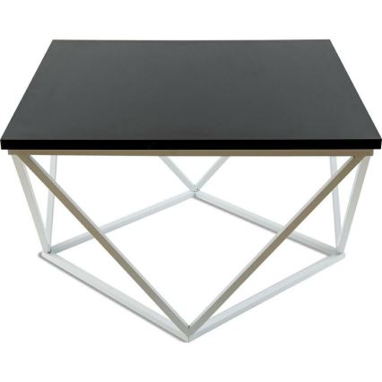 Kavos stalelis CURVED 60x60 cm balta/juoda