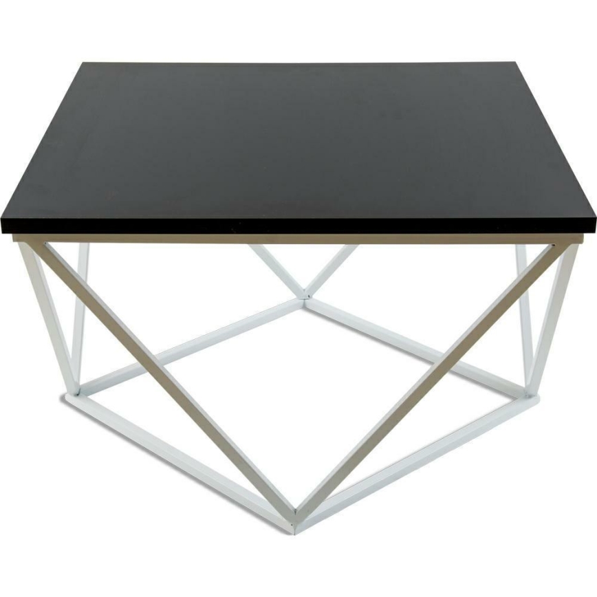 Kavos stalelis CURVED 60x60 cm balta/juoda
