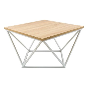 Kavos stalelis CURVED 60x60 cm balta/smėlio spalva