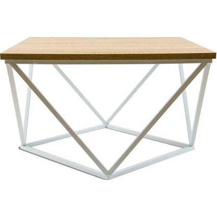 Kavos stalelis CURVED 60x60 cm balta/smėlio spalva