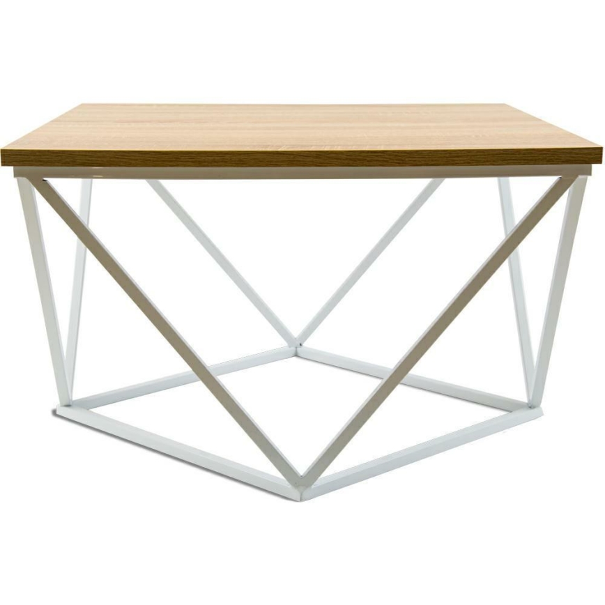Kavos stalelis CURVED 60x60 cm balta/smėlio spalva