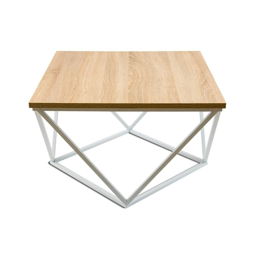 Kavos stalelis CURVED 60x60 cm balta/smėlio spalva