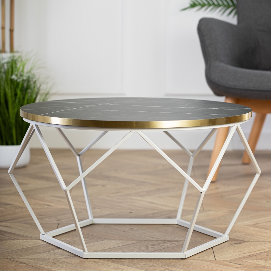 Kavos stalelis DIAMOND 40x70 cm auksas/juoda/balta