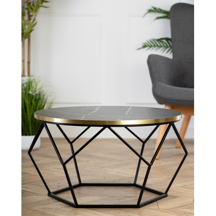 Kavos stalelis DIAMOND 40x70 cm juoda/auksas
