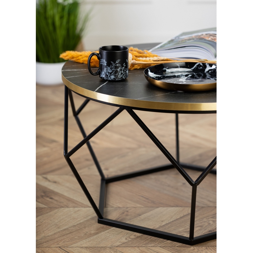 Kavos stalelis DIAMOND 40x70 cm juoda/auksas