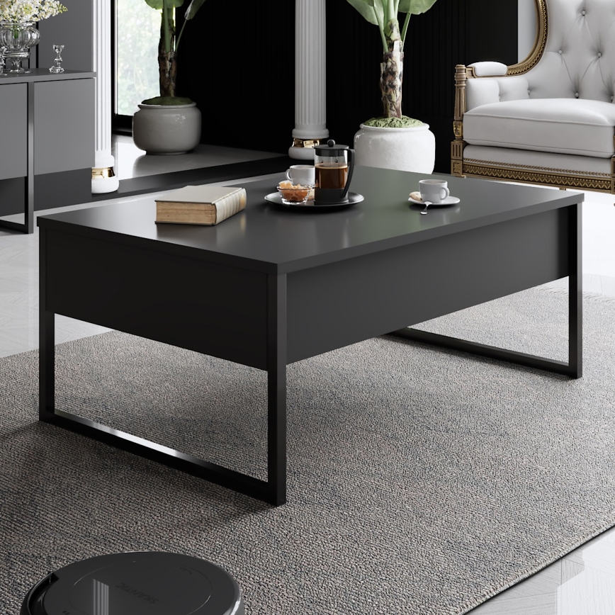 Kavos stalelis LUXE 40x90 cm antracitas/juoda