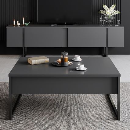 Kavos stalelis LUXE 40x90 cm antracitas/juoda