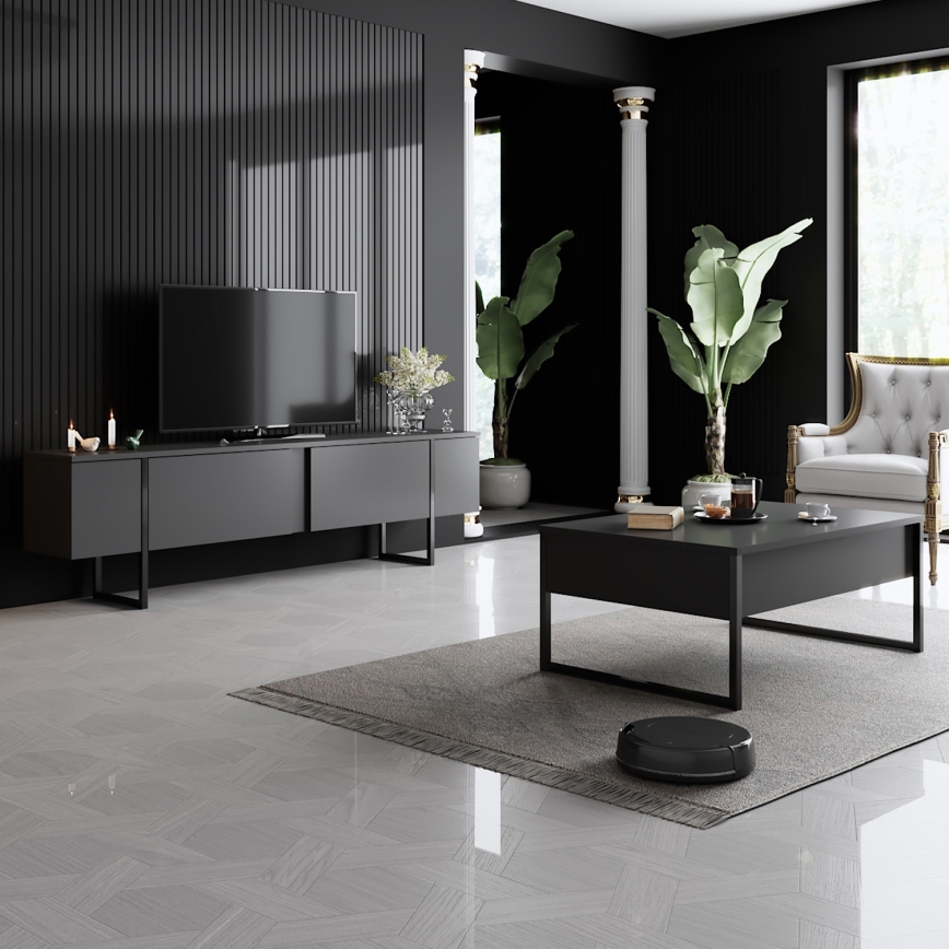 Kavos stalelis LUXE 40x90 cm antracitas/juoda