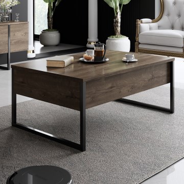 Kavos stalelis LUXE 40x90 cm graikinis riešutas/juoda