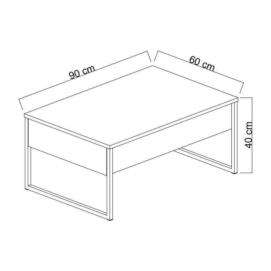 Kavos stalelis LUXE 40x90 cm graikinis riešutas/juoda