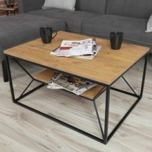 Kavos staliukas BASICLOFT 40x80 cm juodas/rudas