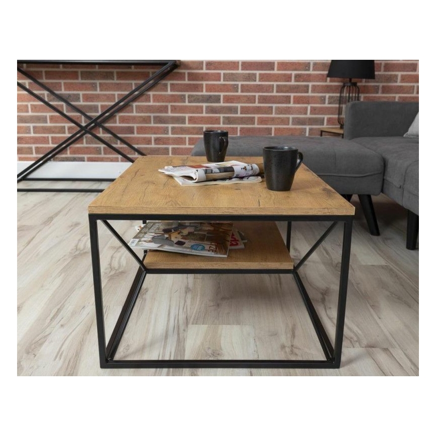 Kavos staliukas BASICLOFT 40x80 cm juodas/rudas