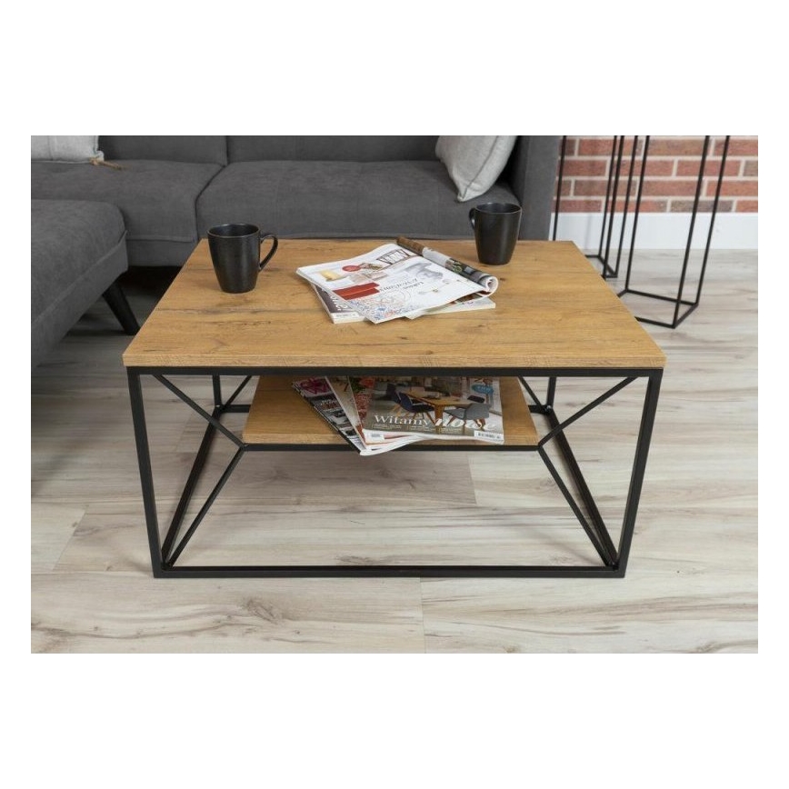 Kavos staliukas BASICLOFT 40x80 cm juodas/rudas