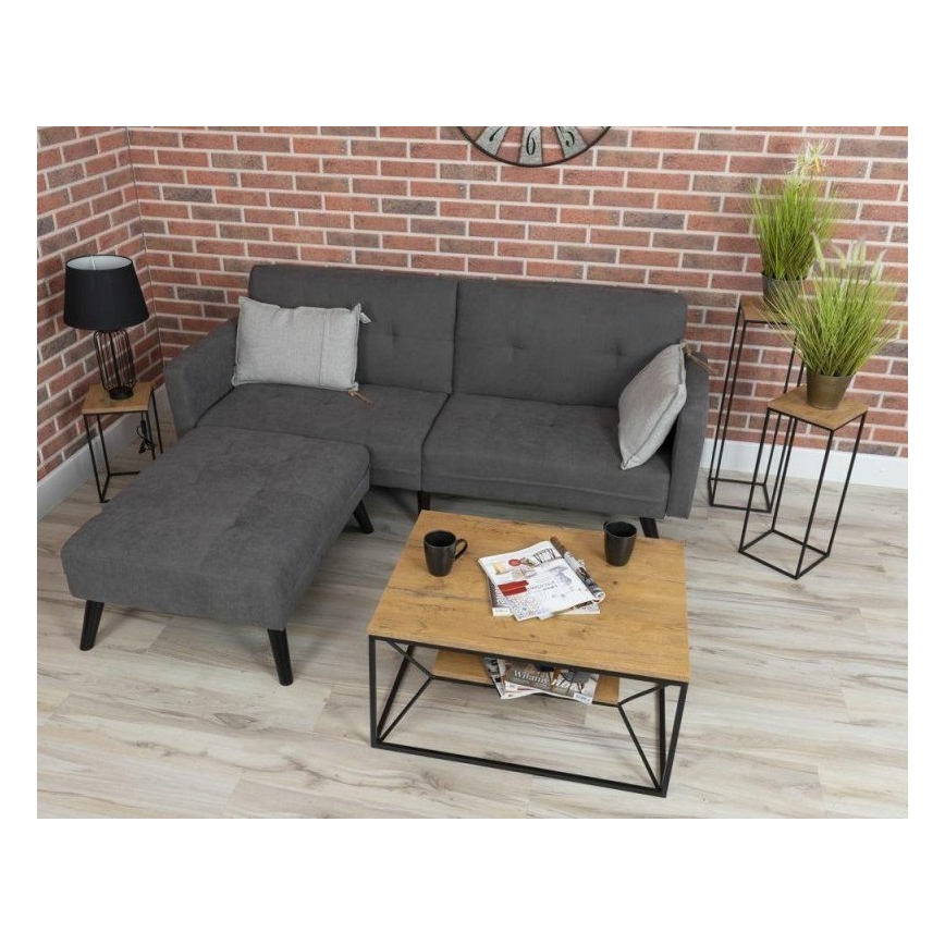 Kavos staliukas BASICLOFT 40x80 cm juodas/rudas