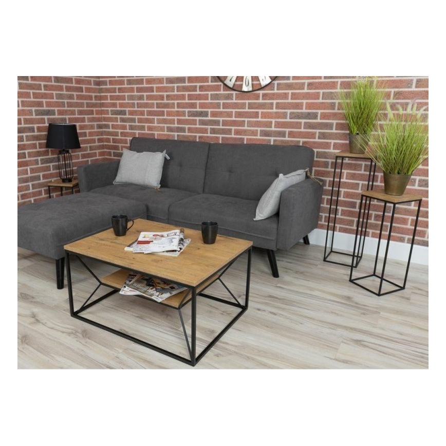 Kavos staliukas BASICLOFT 40x80 cm juodas/rudas