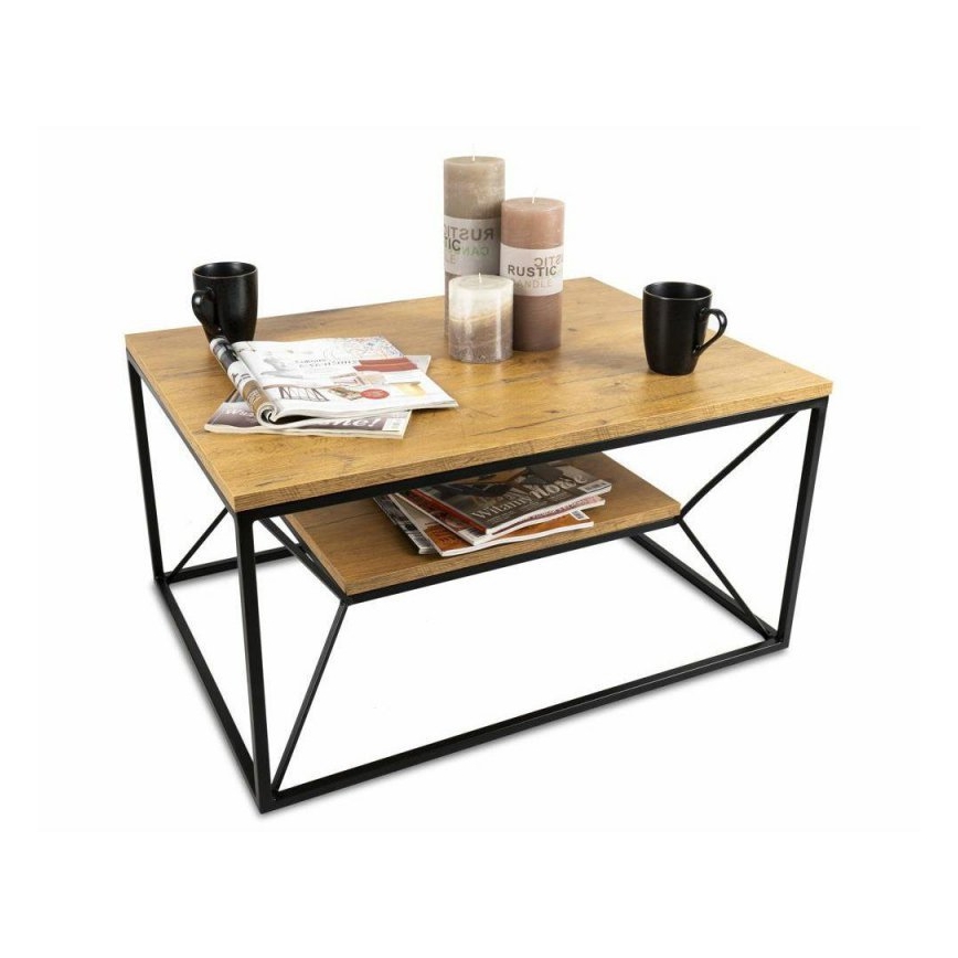 Kavos staliukas BASICLOFT 40x80 cm juodas/rudas