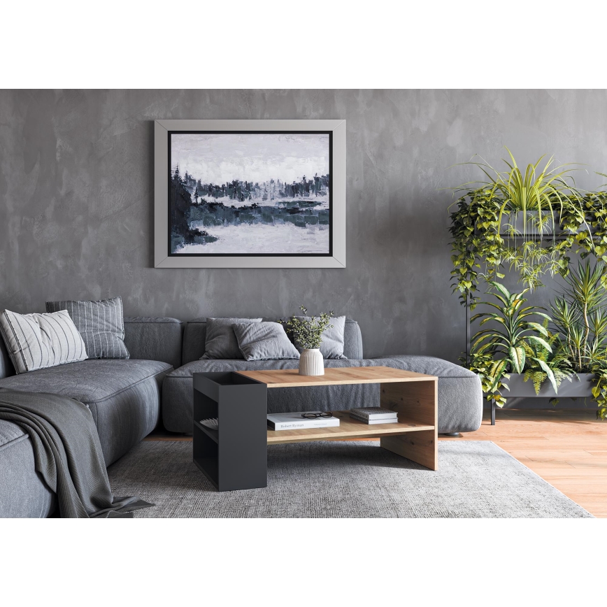 Kavos staliukas BELA 100x42 cm ąžuolas artisan/antracitas