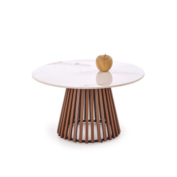 Kavos staliukas CARINA, skersmuo 80 cm, ruda/balta/marmuro dekoras