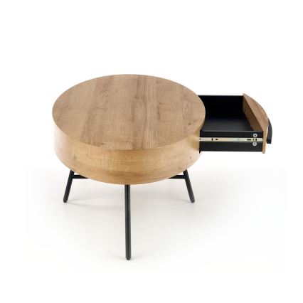 Kavos staliukas CAROLINA su stalčiumi, 41 x 120 cm, auksinis ąžuolas / juoda