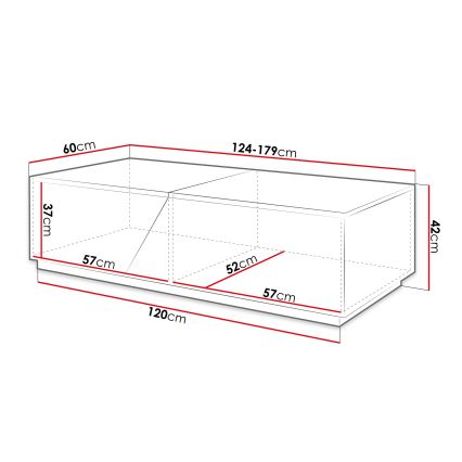 Kavos staliukas CEELIAS 42x124 cm antracitas/ąžuolas Wotan