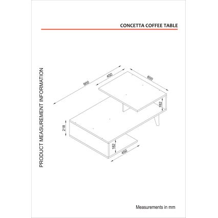 Kavos staliukas CONCETTA 40x90 cm baltas