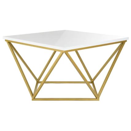 Kavos staliukas CURVED 62x62 cm auksinis/baltas