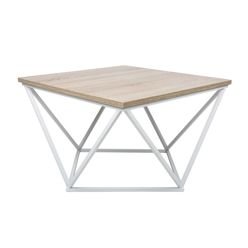 Kavos staliukas CURVED 62x62 cm baltas/rudas