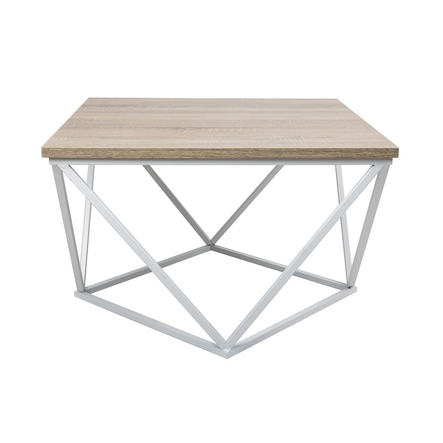Kavos staliukas CURVED 62x62 cm baltas/rudas