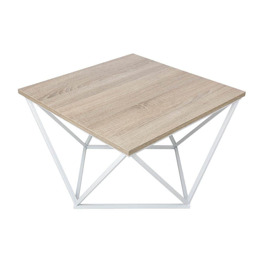 Kavos staliukas CURVED 62x62 cm baltas/rudas
