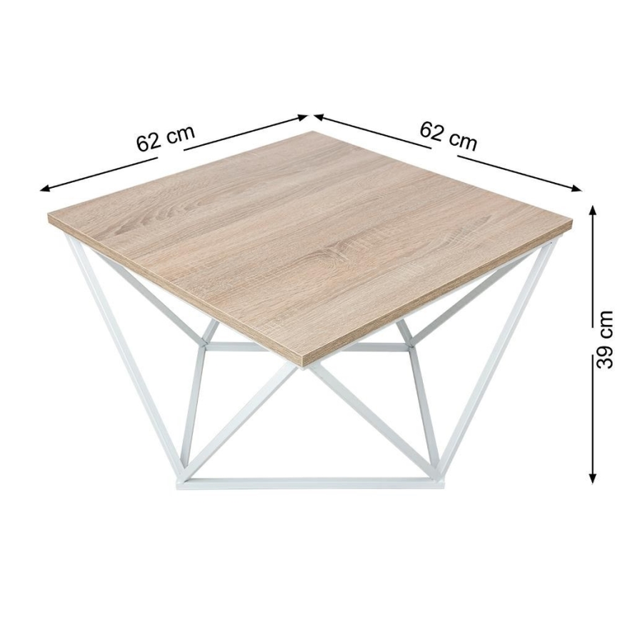 Kavos staliukas CURVED 62x62 cm baltas/rudas