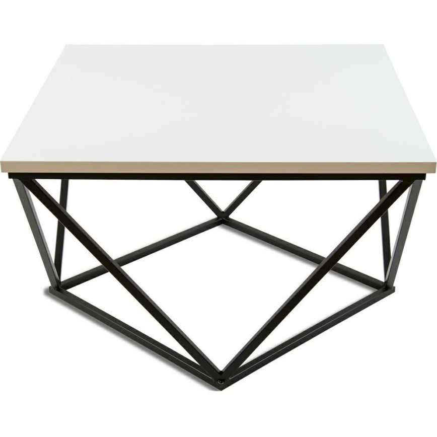 Kavos staliukas CURVED 62x62 cm juoda/balta