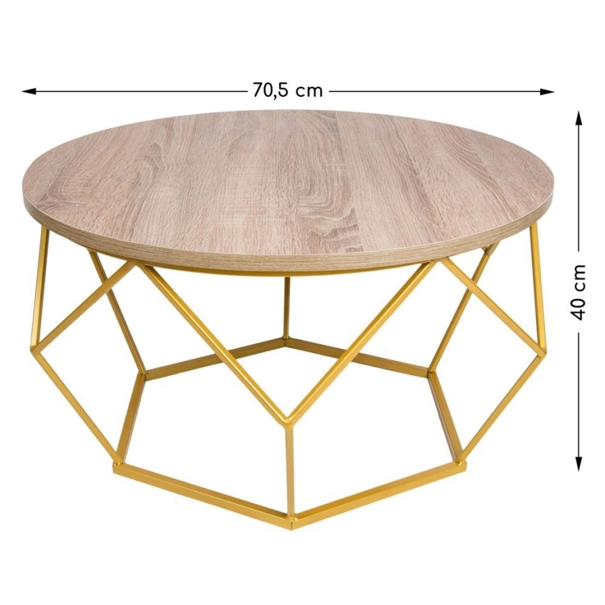 Kavos staliukas DIAMOND 40x70 cm auksinis/rudas
